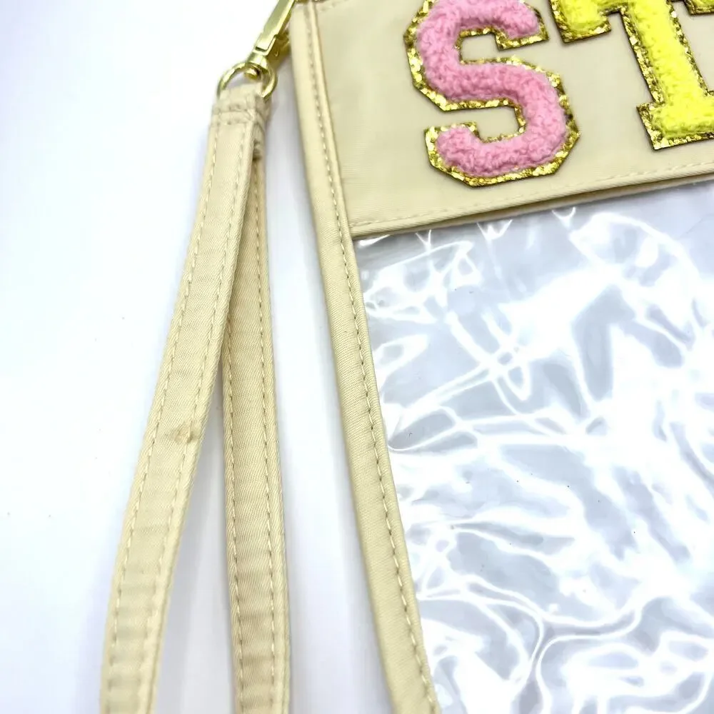 STUFF Zipper Pouch Wristlet Bag Clear Purse Stadium Bag Cosmetic Pouch